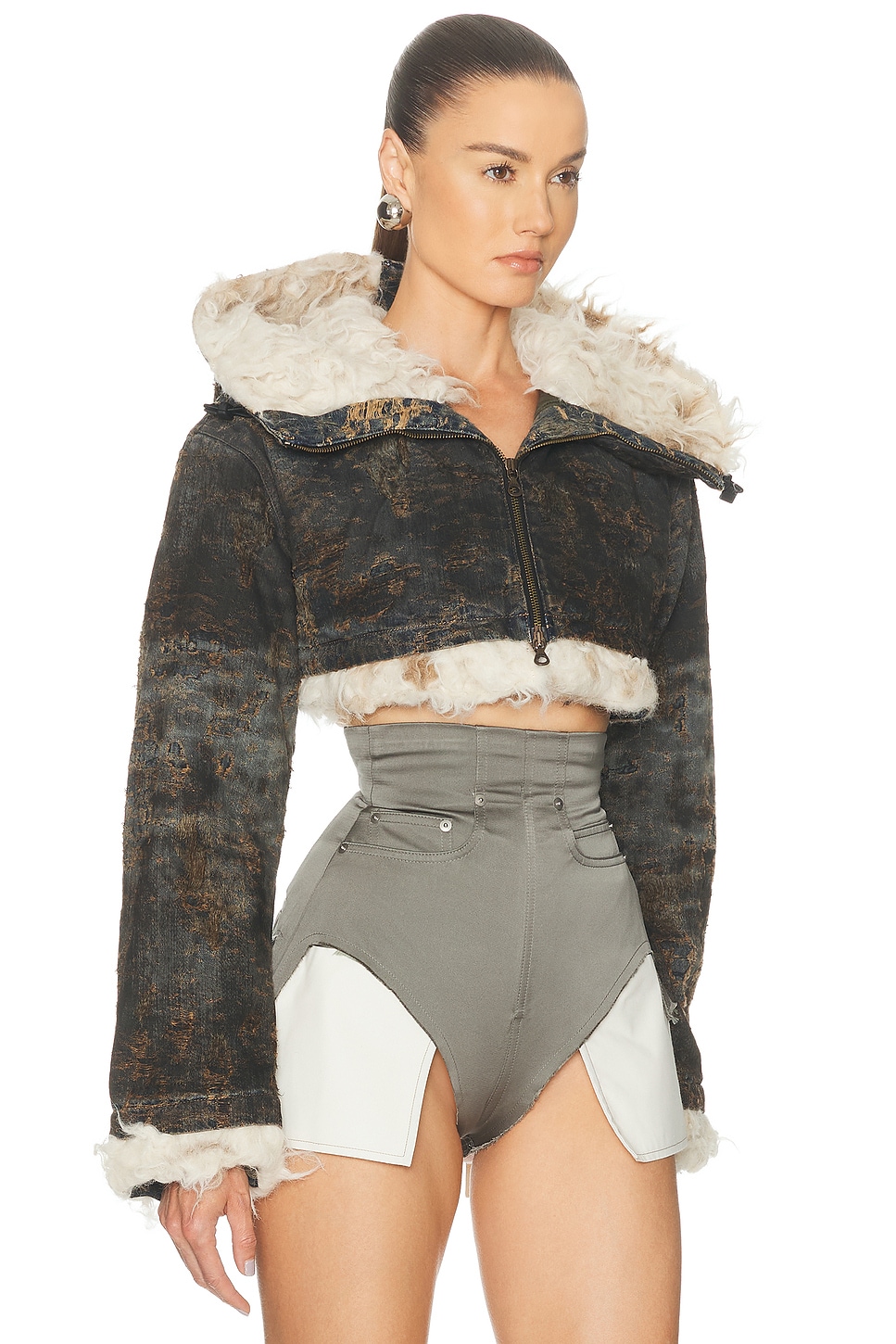 Diesel - Cropped Faux Fur Zip Up Jacket | Plush
