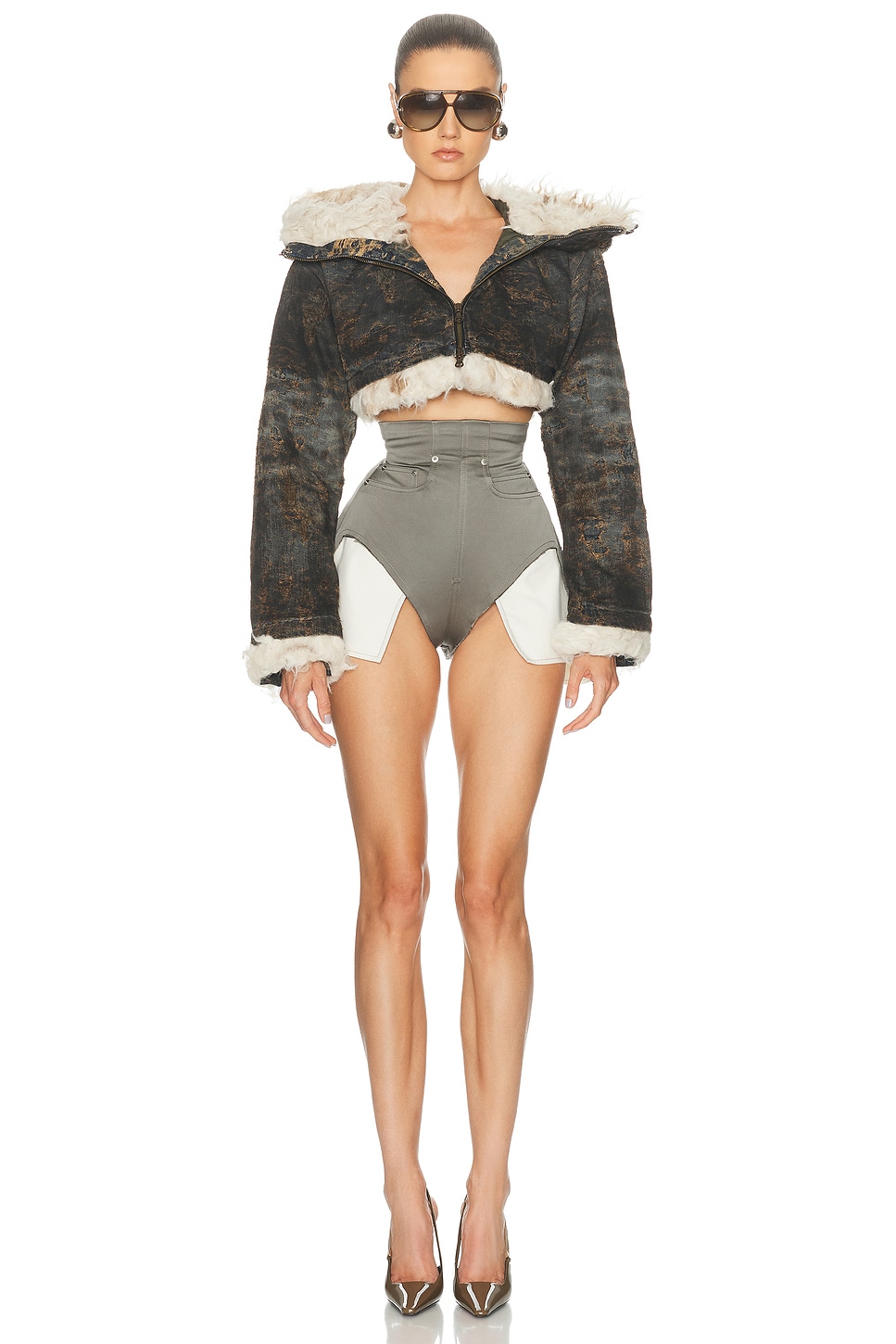 Diesel - Cropped Faux Fur Zip Up Jacket | Plush