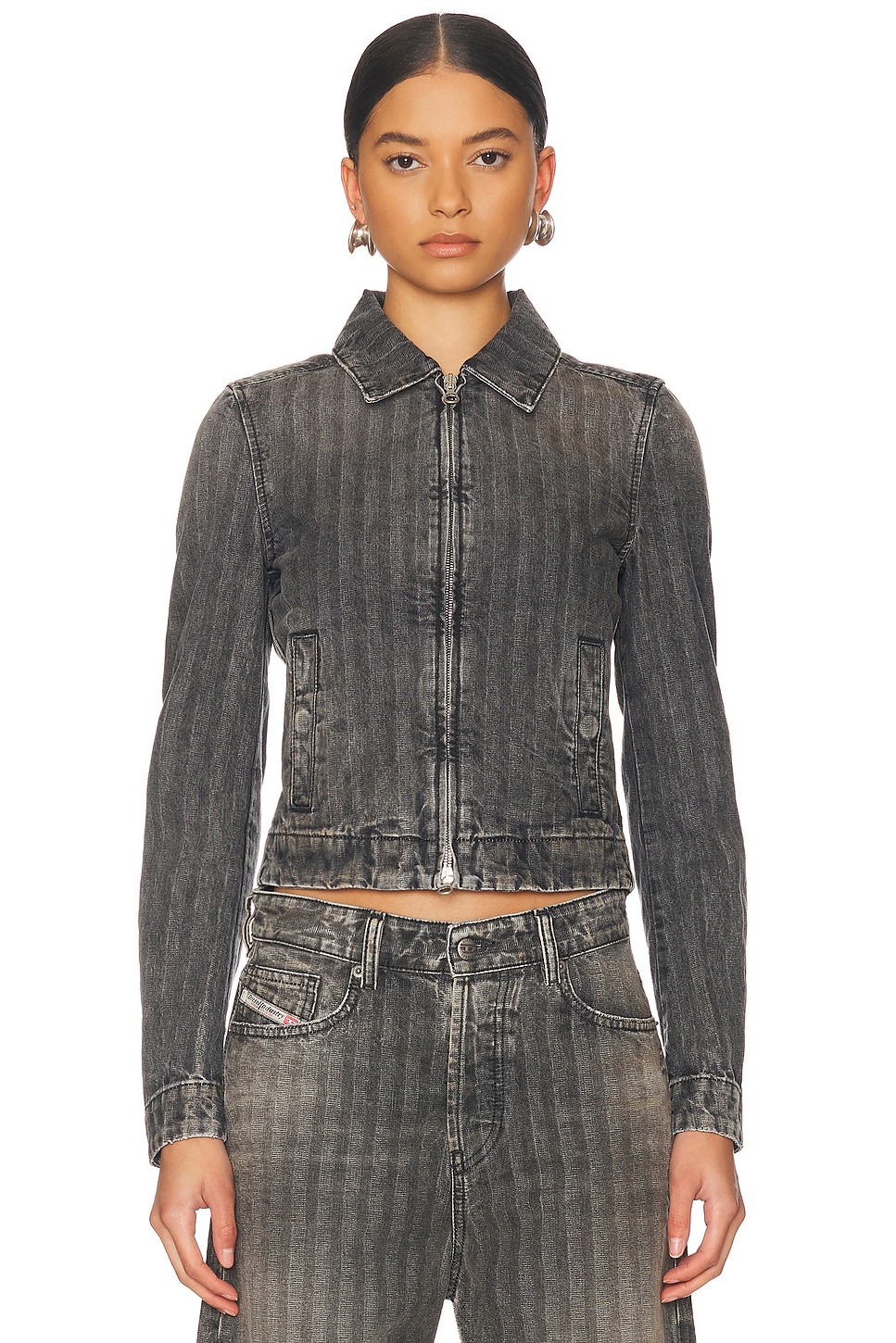 Cropped Denim Jacket in Charcoal