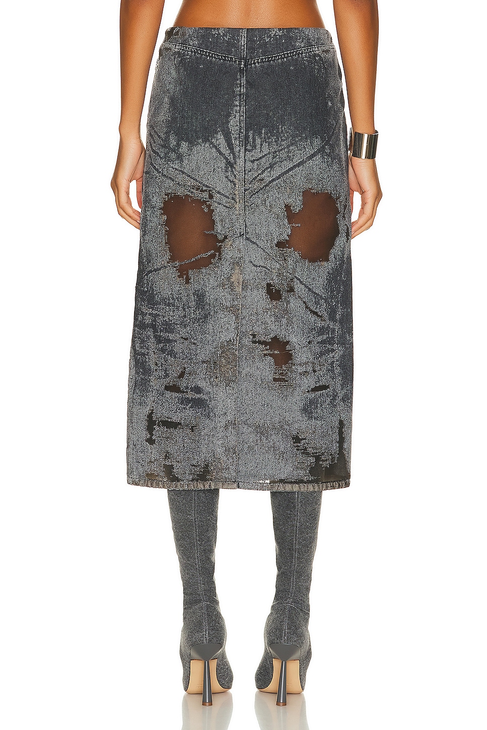 Diesel Gray Lyocell Midi Skirt