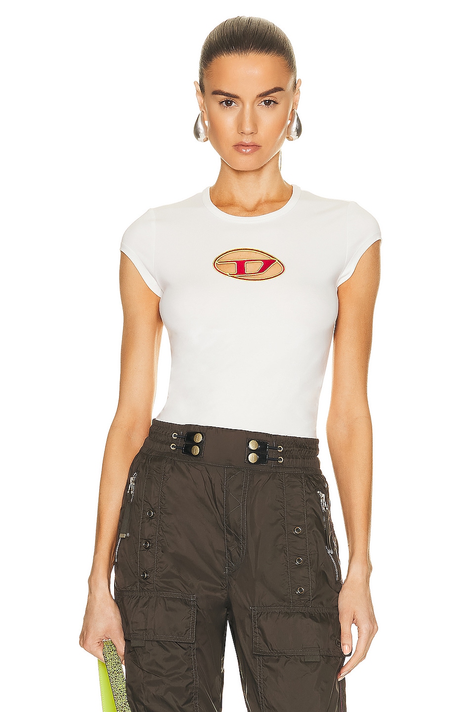 Image 1 of Diesel Angie Cap Sleeve T-shirt in White