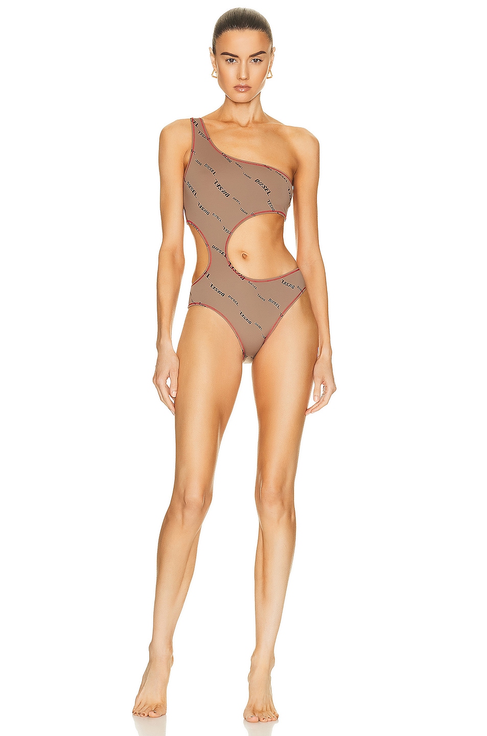 Image 1 of Diesel Cut Out One Piece Swimsuit in Brown