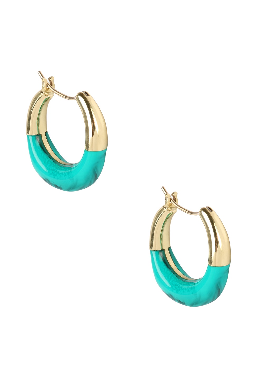 Small Horn Hoop Earrings in Teal