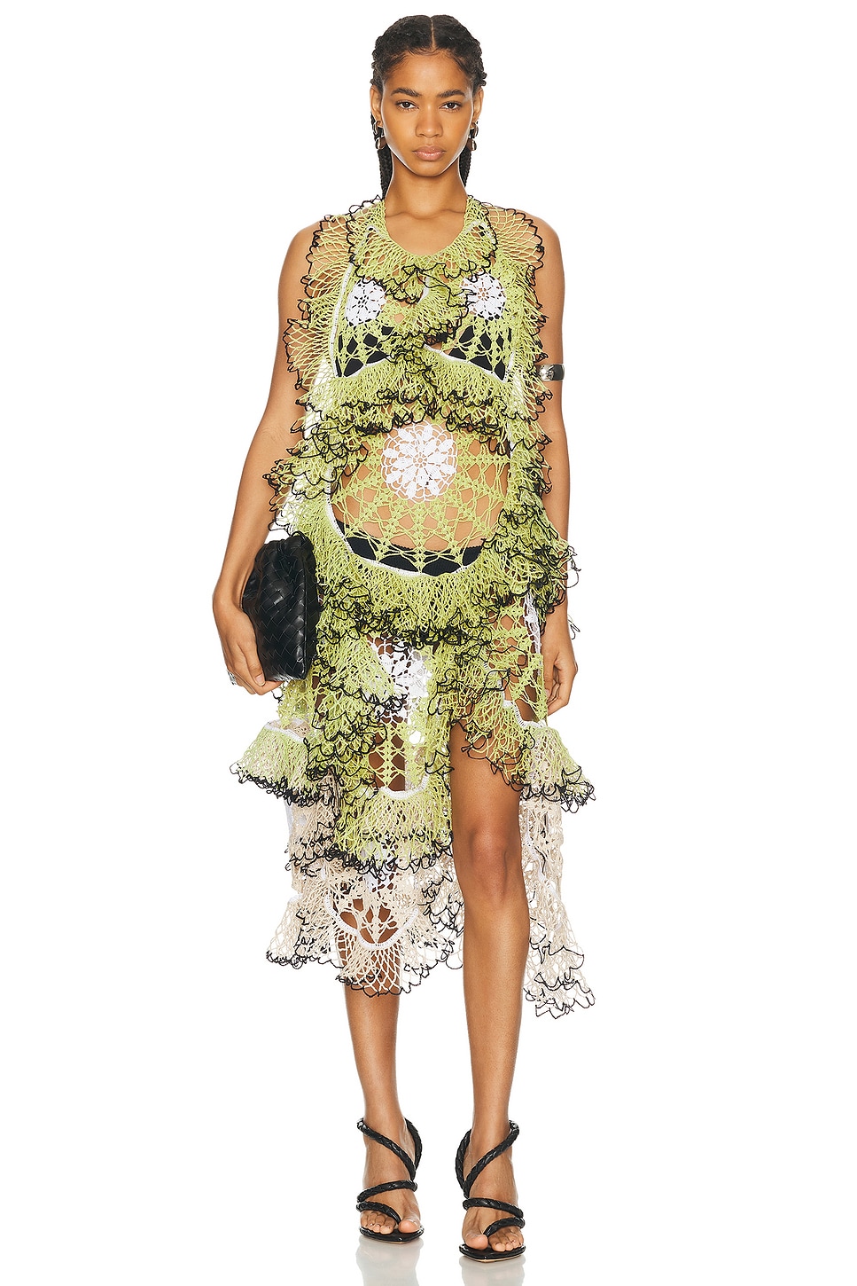 Image 1 of Diotima Totem Dress in Lime & Beige