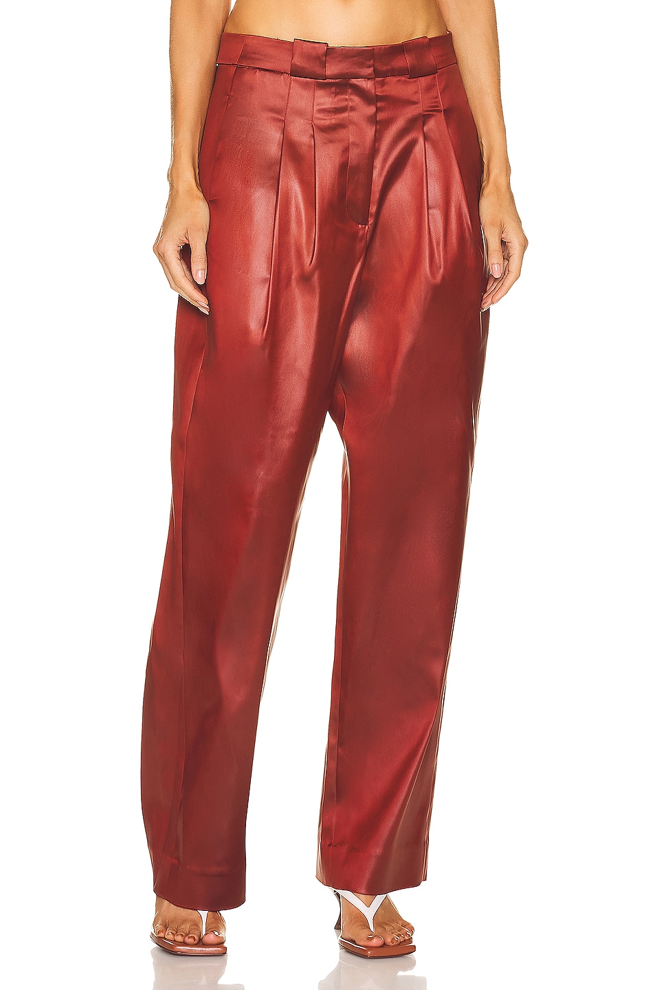 Image 1 of Diotima Long Two Pleat Trouser in Rust
