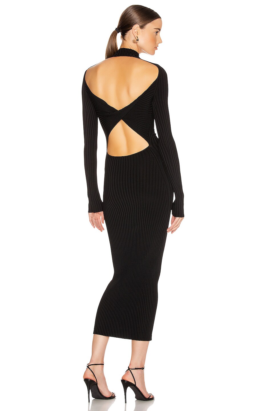 Image 1 of Dion Lee Stripe Rib Twist Dress in Black