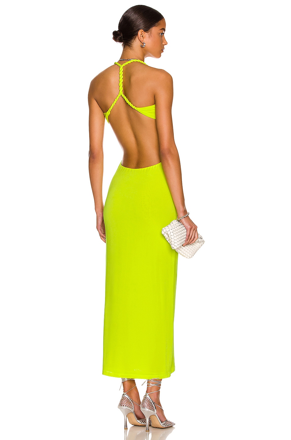 Image 1 of Dion Lee V-Neck Rope Dress in Acid Yellow