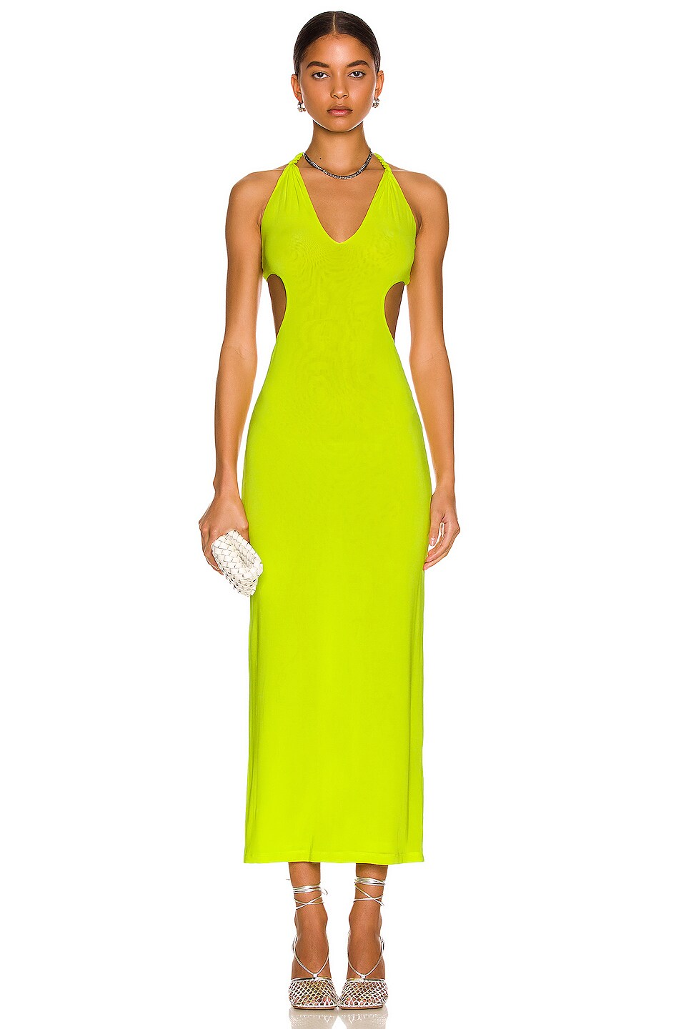 Dion Lee VNeck Rope Dress in Acid Yellow FWRD