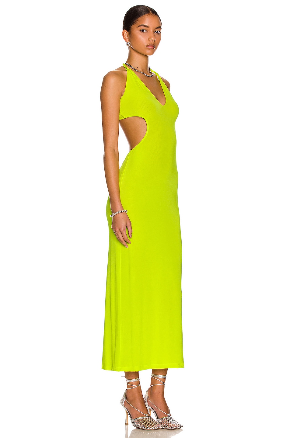 Dion Lee VNeck Rope Dress in Acid Yellow FWRD