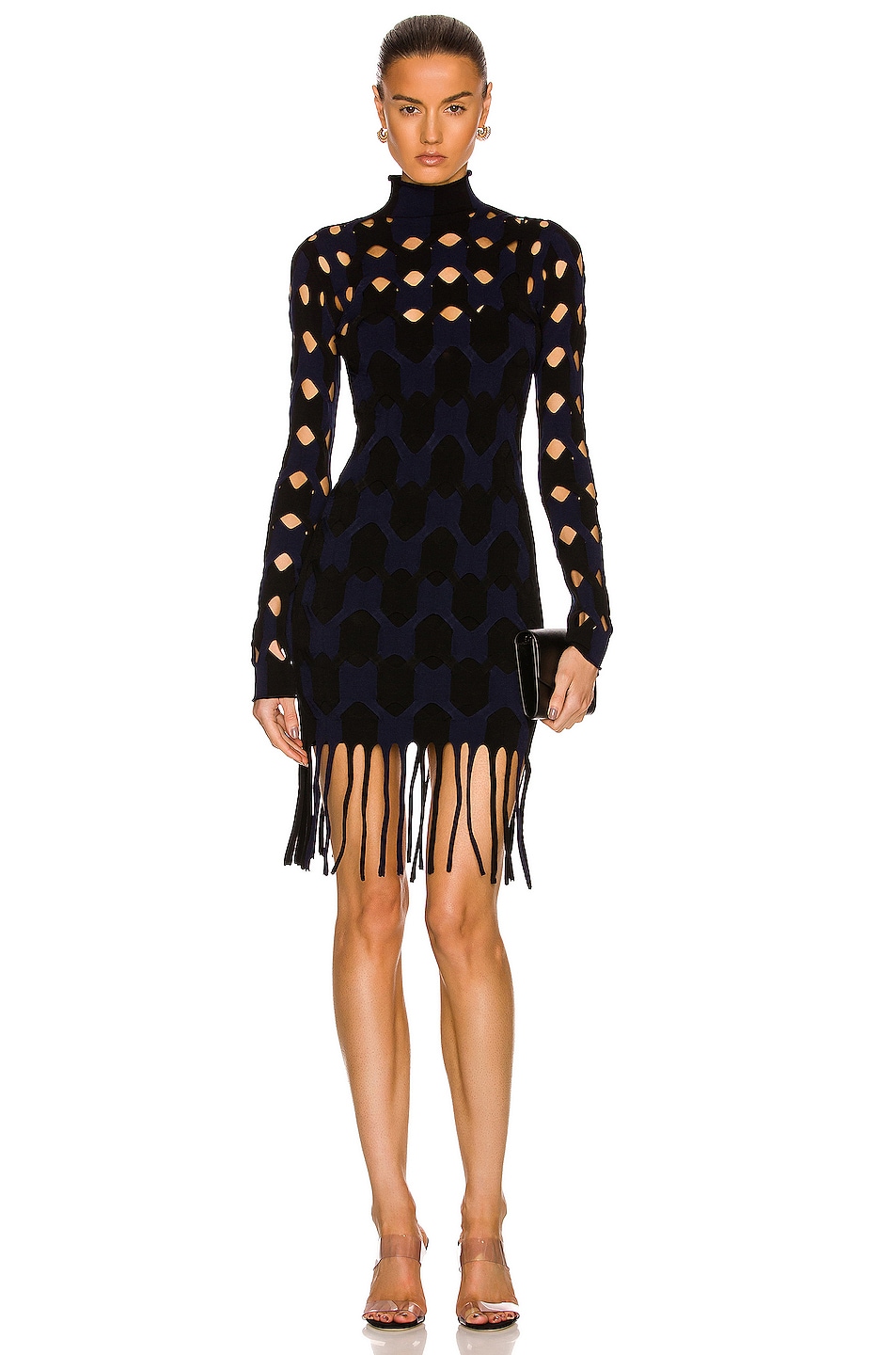 Image 1 of Dion Lee Two Tone Cable Mini Dress in Black & Navy