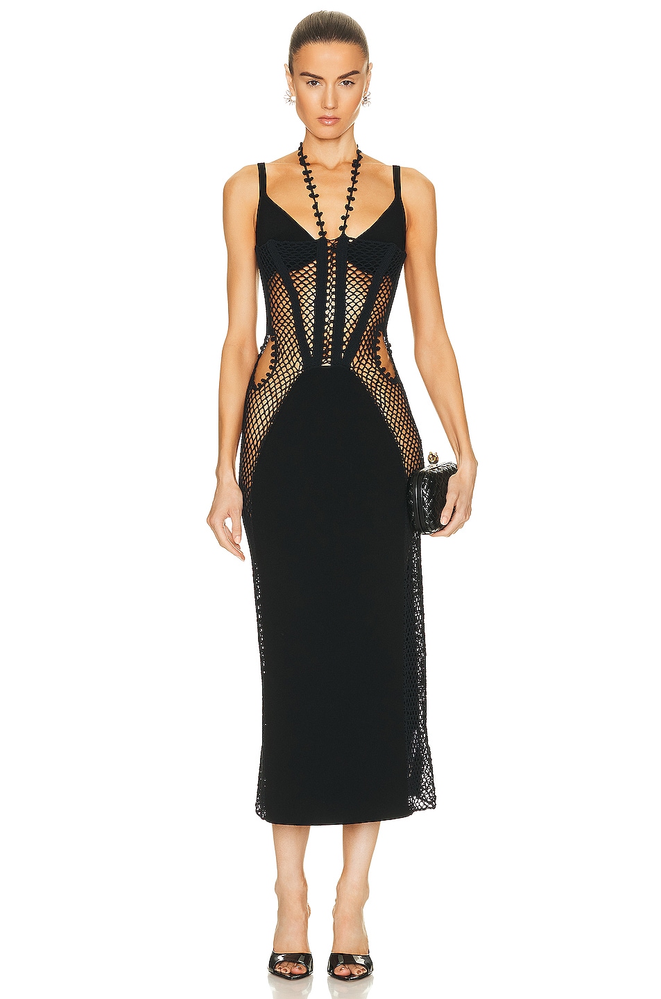 Image 1 of Dion Lee Coral Crochet Dress in Black