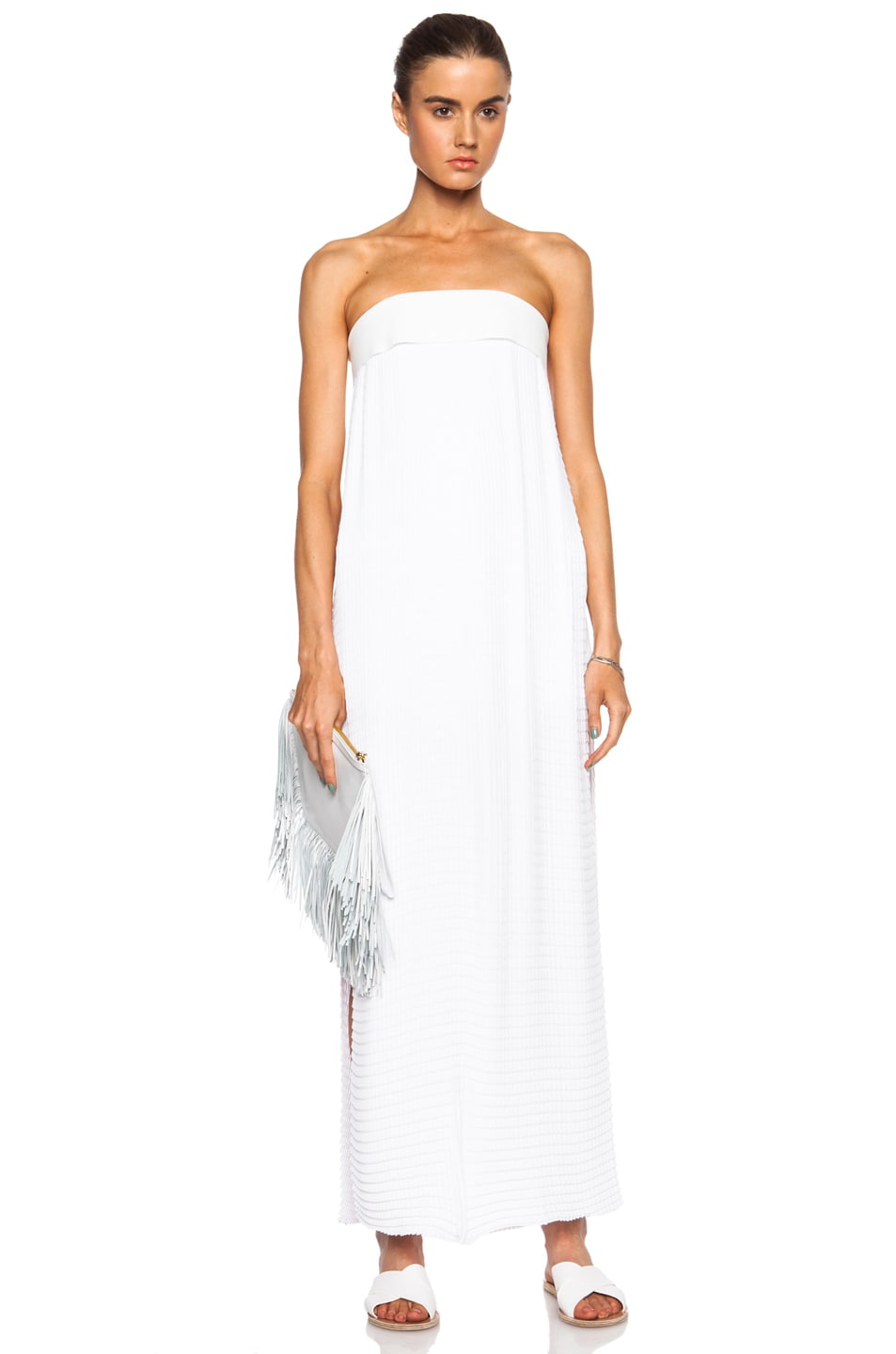 Image 1 of Dion Lee Maxi Description Grid Pleat Poly Dress in White