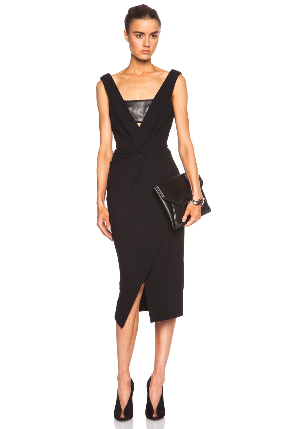 Image 1 of Dion Lee Viscose-Blend Crepe Drape Dress in Black