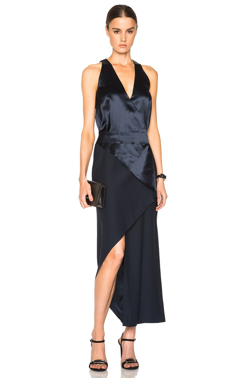Dion Lee Silk Satin Bias Fold Dress in Midnight | FWRD