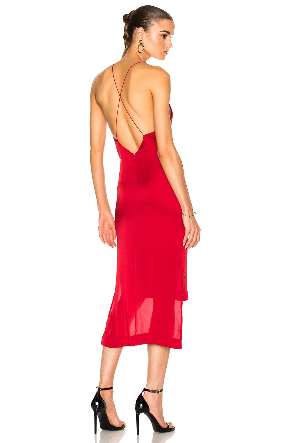 Image 1 of Dion Lee Satin Fine Line Cami Dress in Cherry