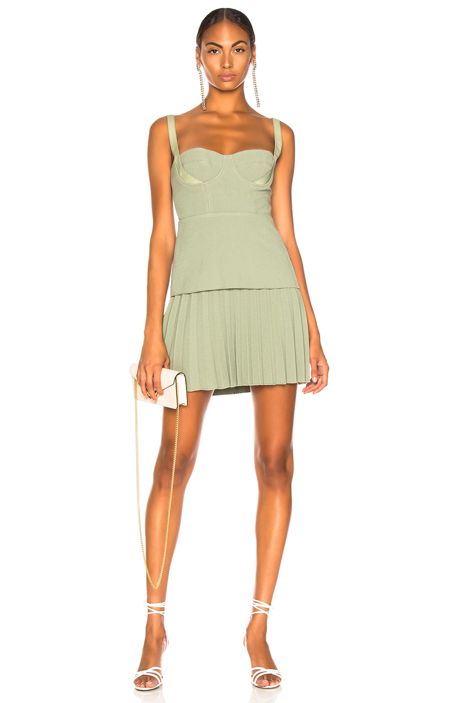 Image 1 of Dion Lee Buster Pleated Mini Dress in Moss