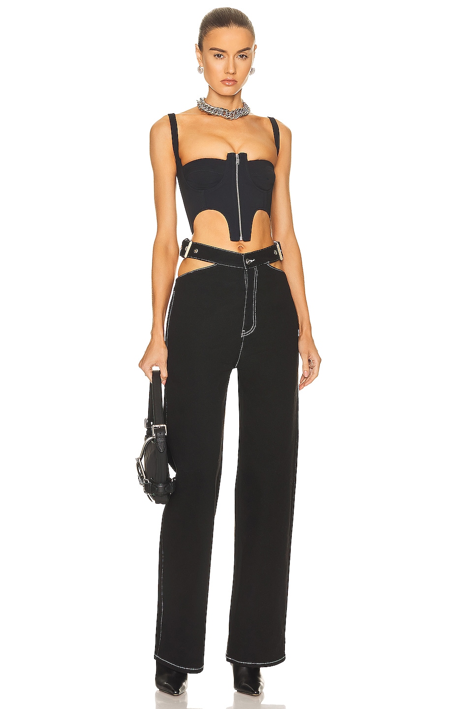 Dion Lee Y Front Denim Trouser in Black | FWRD