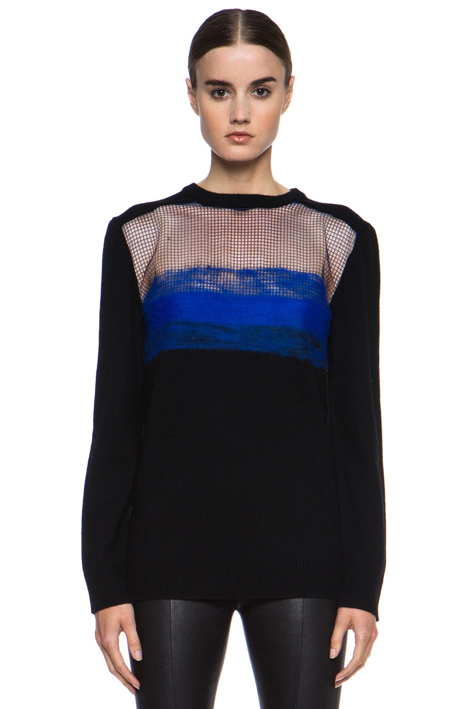 Dion Lee Scaffold Knit Wool Sweater in Black & Cobalt | FWRD