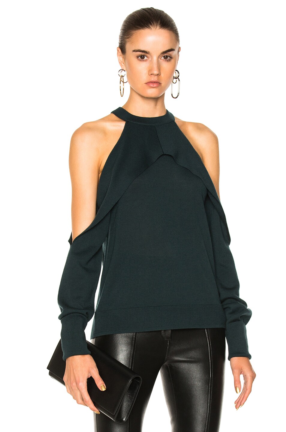 Image 1 of Dion Lee Merino Sleeve Release Sweater in Forest