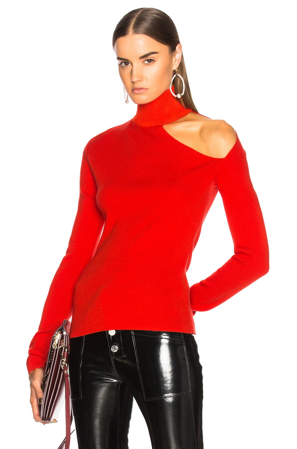 Image 1 of Dion Lee Spiral Sleeve Sweater in Red