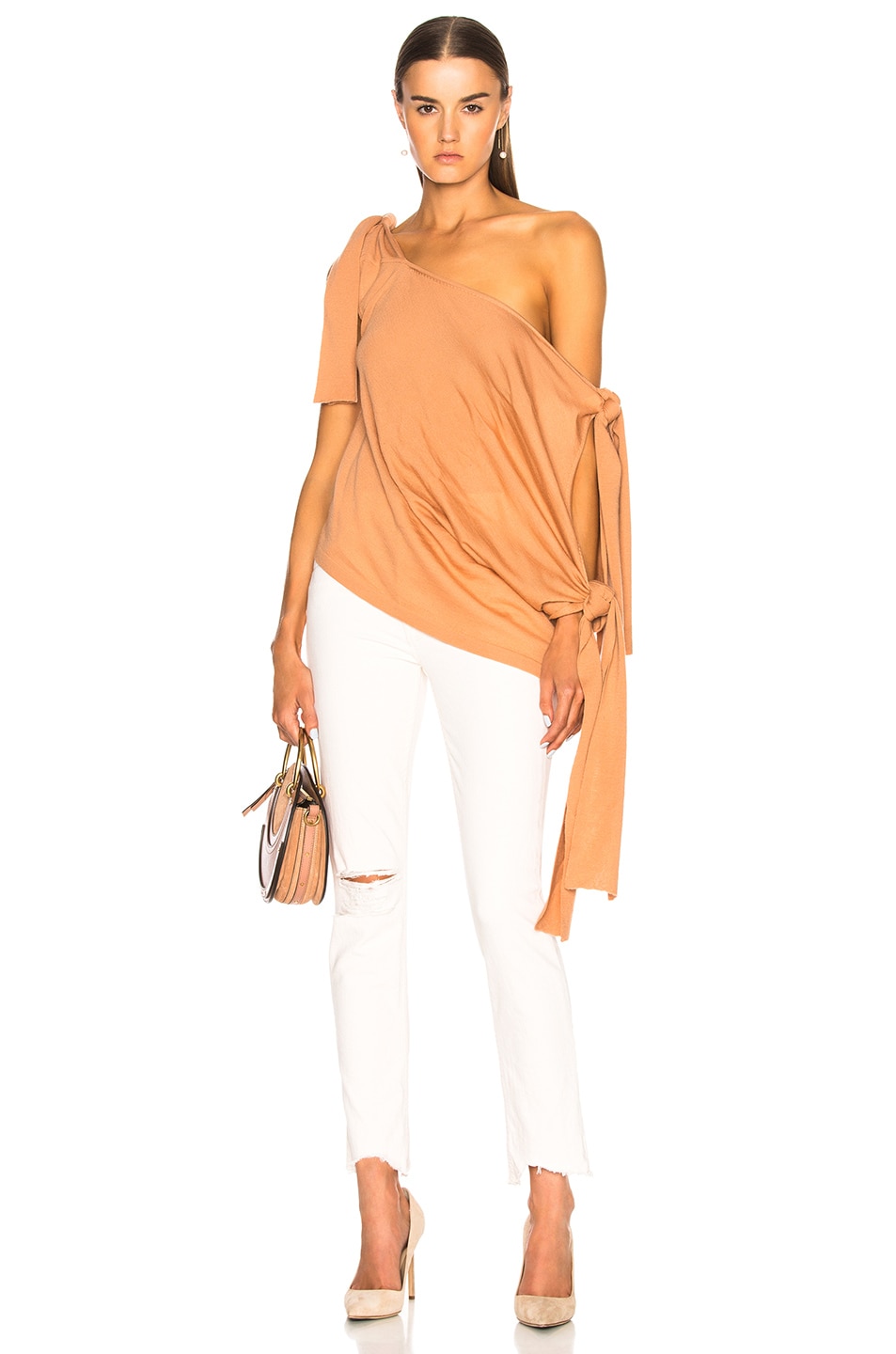 Image 1 of Dion Lee Falling Tie Knit Top in Clay