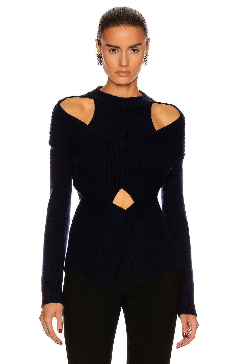 Image 1 of Dion Lee Cashmere Cable Tie Sweater in Ink