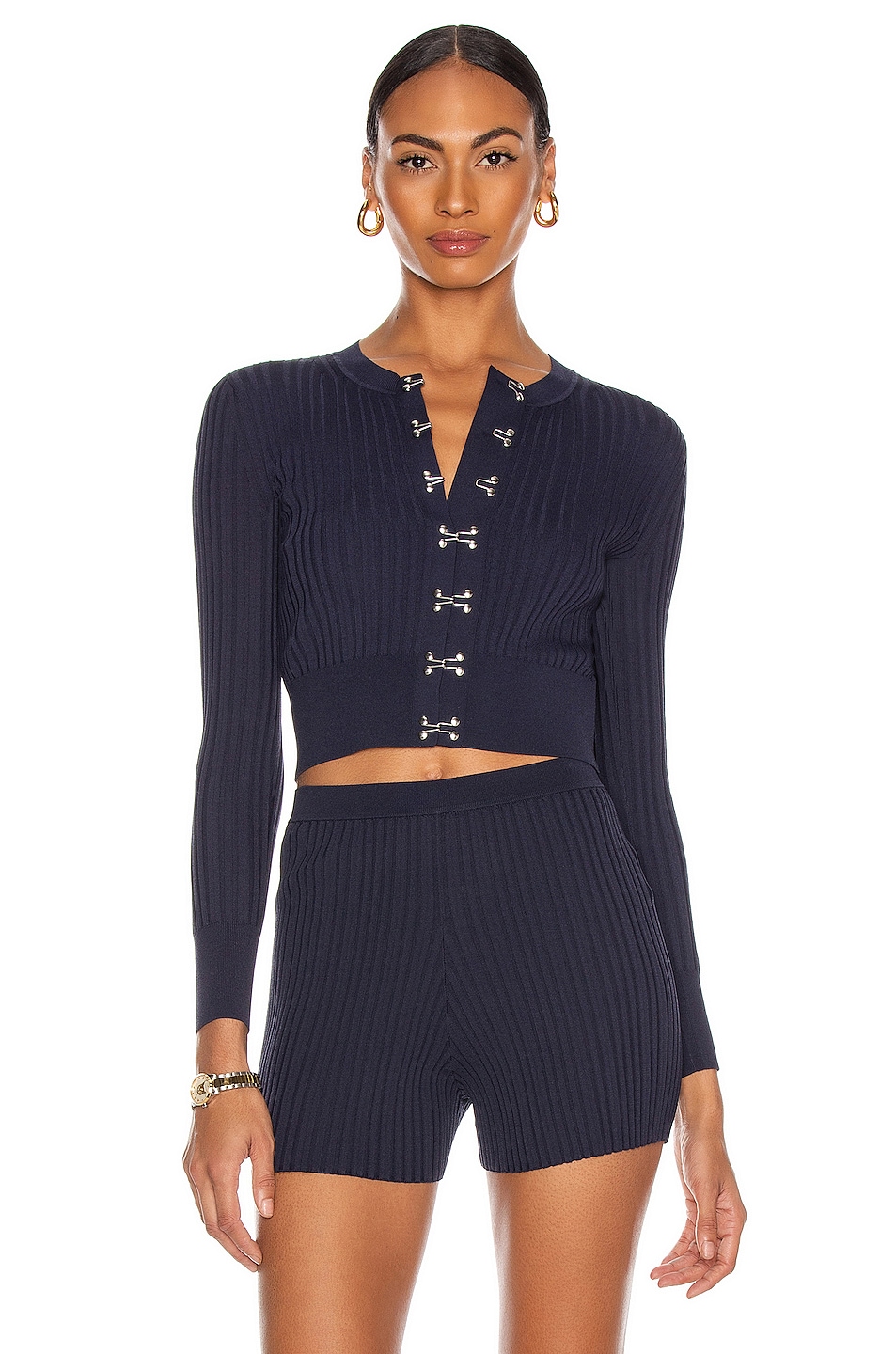Image 1 of Dion Lee Hook Rib Cardigan in Midnight