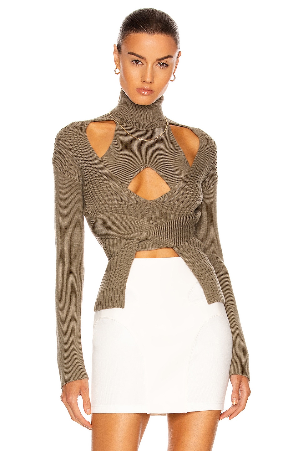 Image 1 of Dion Lee Cable Tie Sweater in Warm Khaki