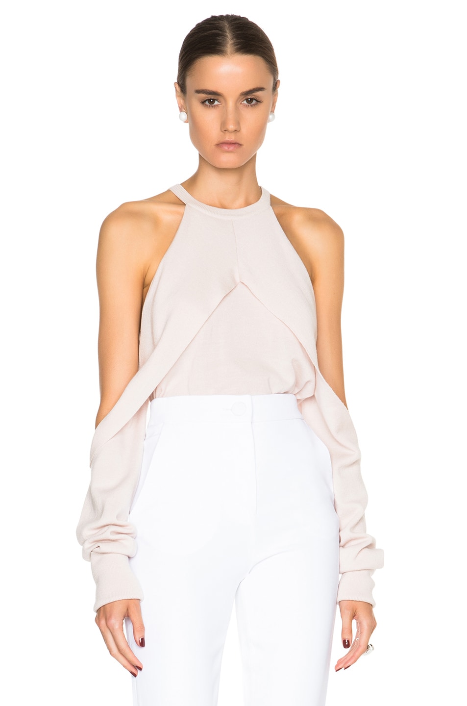 Image 1 of Dion Lee Line II Merino Sleeve Release Knit Sweater in Blush
