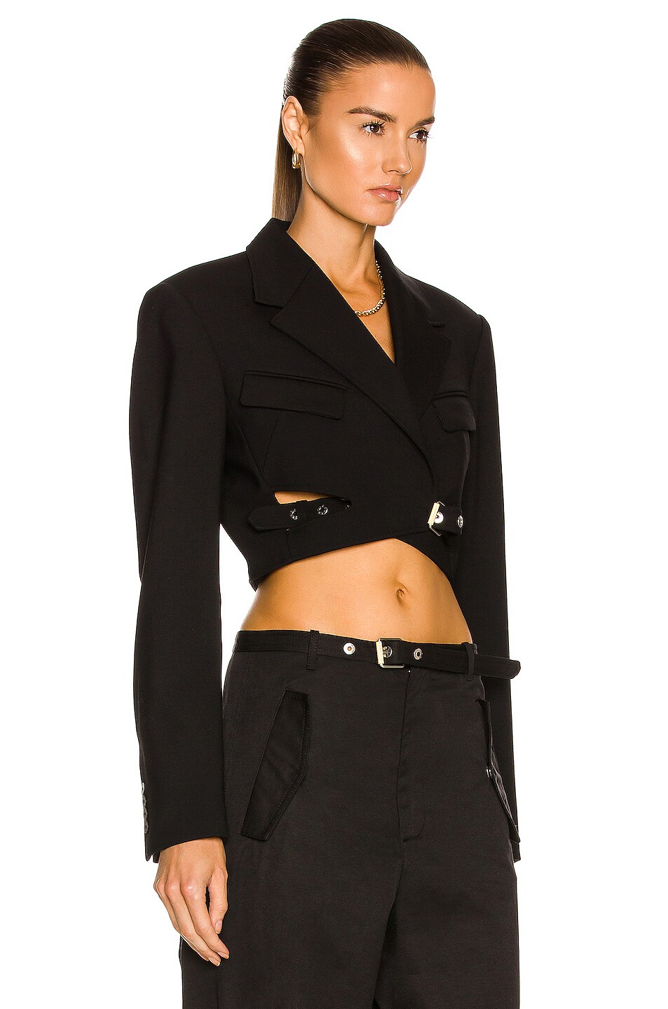 Dion Lee Interlock Cropped Blazer in Black | FWRD