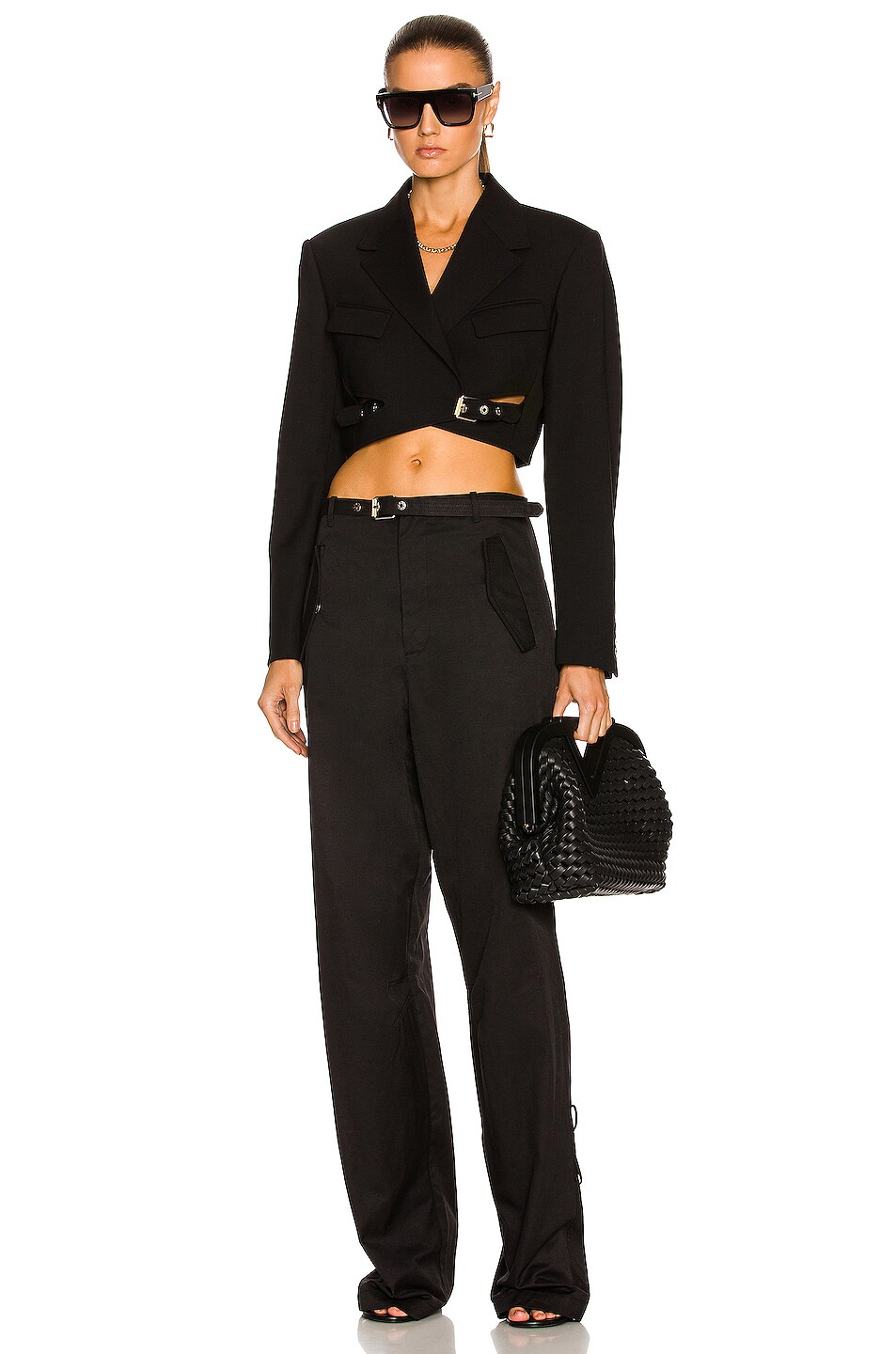 Dion Lee Interlock Cropped Blazer in Black | FWRD