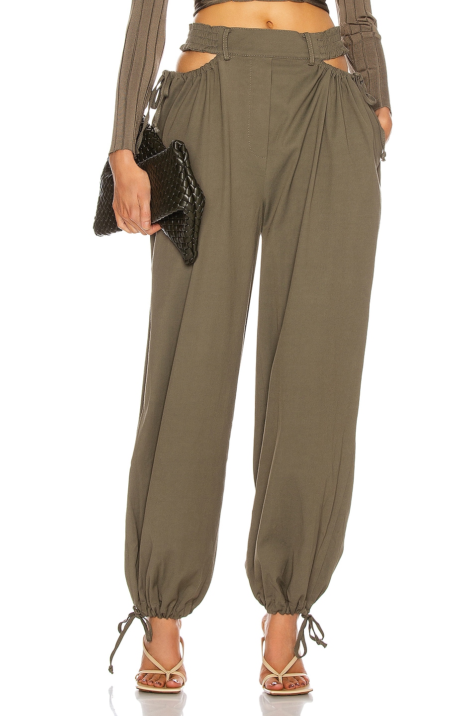 Image 1 of Dion Lee Gathered Tie Pant in Slate Green