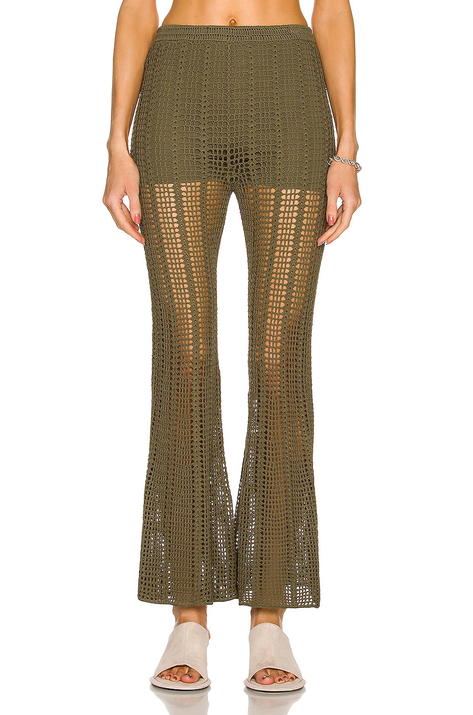 Image 1 of Dion Lee Open Crochet Pant in Moss