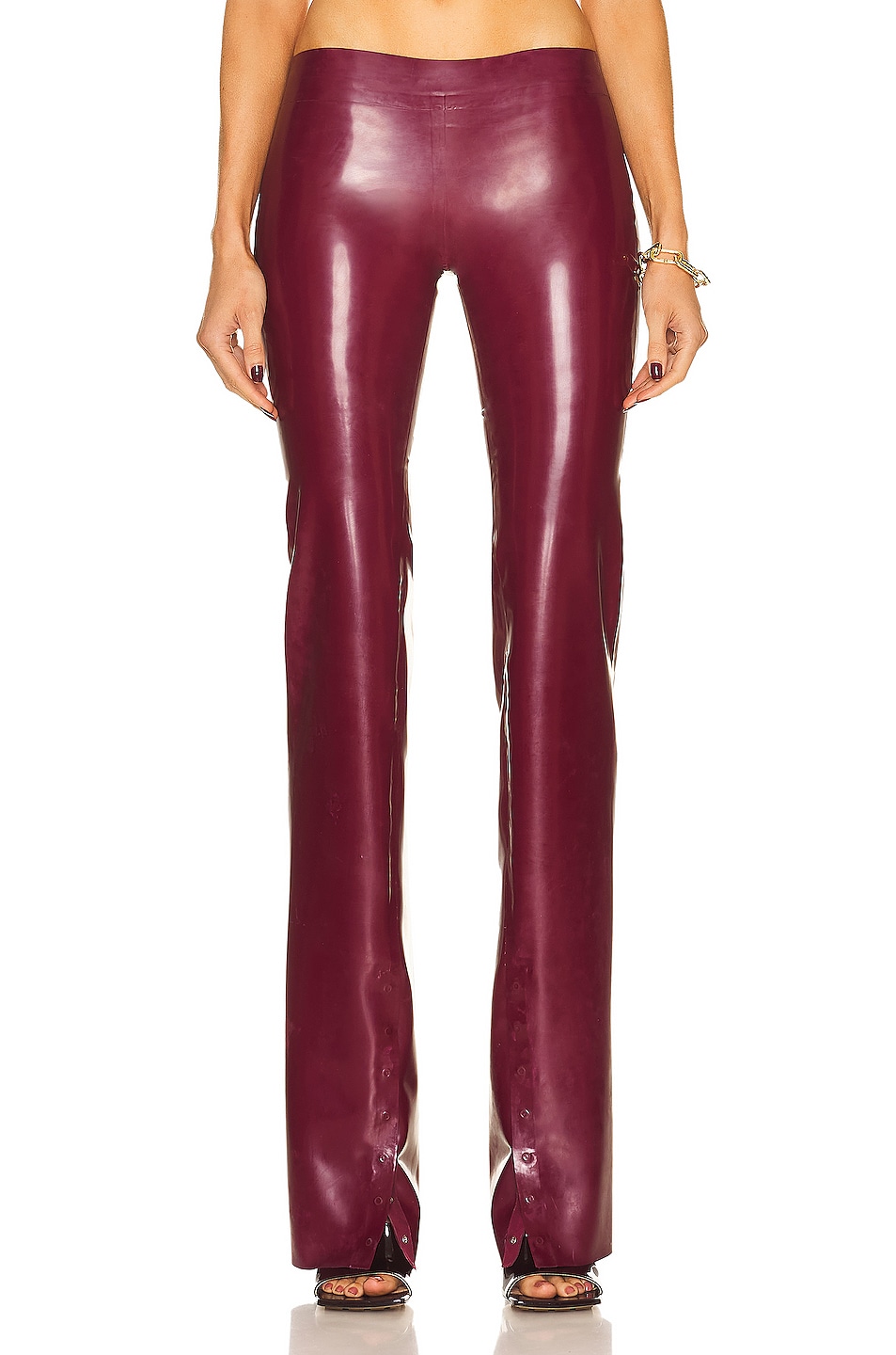 Image 1 of Dion Lee Latex Snap Pant in Oxblood