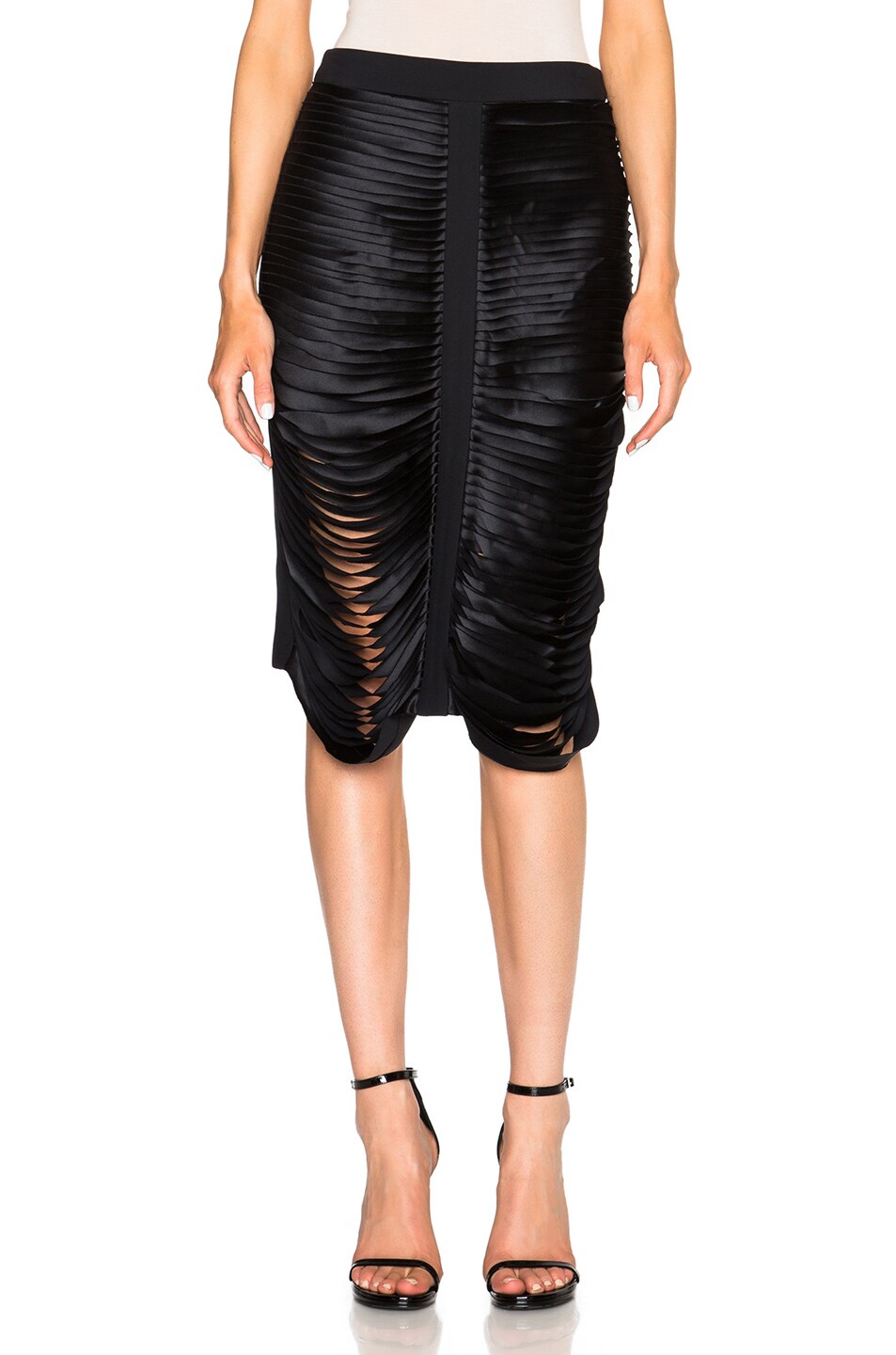 Image 1 of Dion Lee Silk Satin Bias Stack Skirt in Midnight