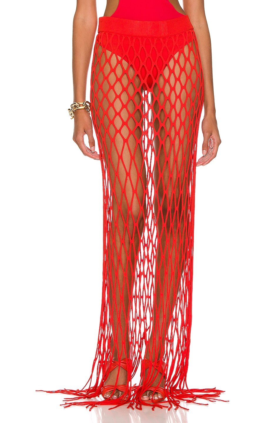 Image 1 of Dion Lee Reef Net Skirt in Acid Red