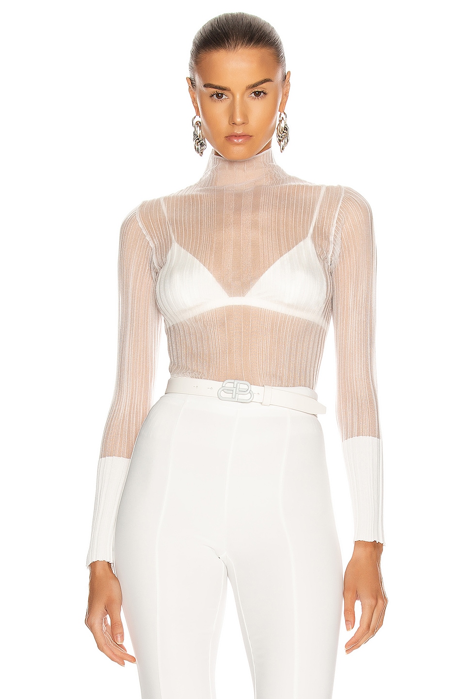Image 1 of Dion Lee Opacity Pleat Long Sleeve Top in Ivory