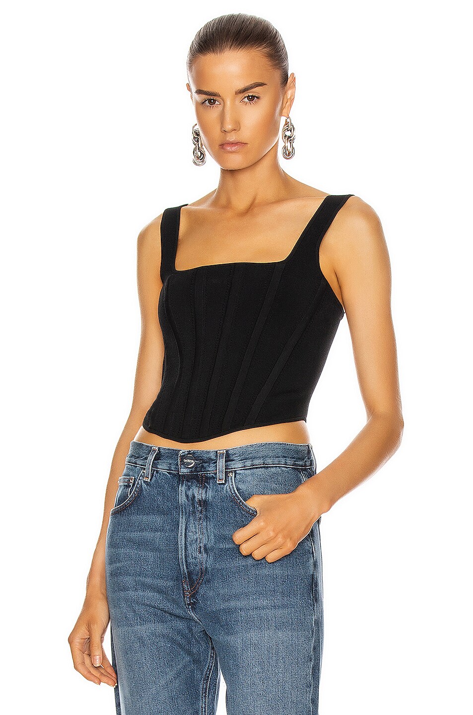 Image 1 of Dion Lee Pointelle Corset Top in Black