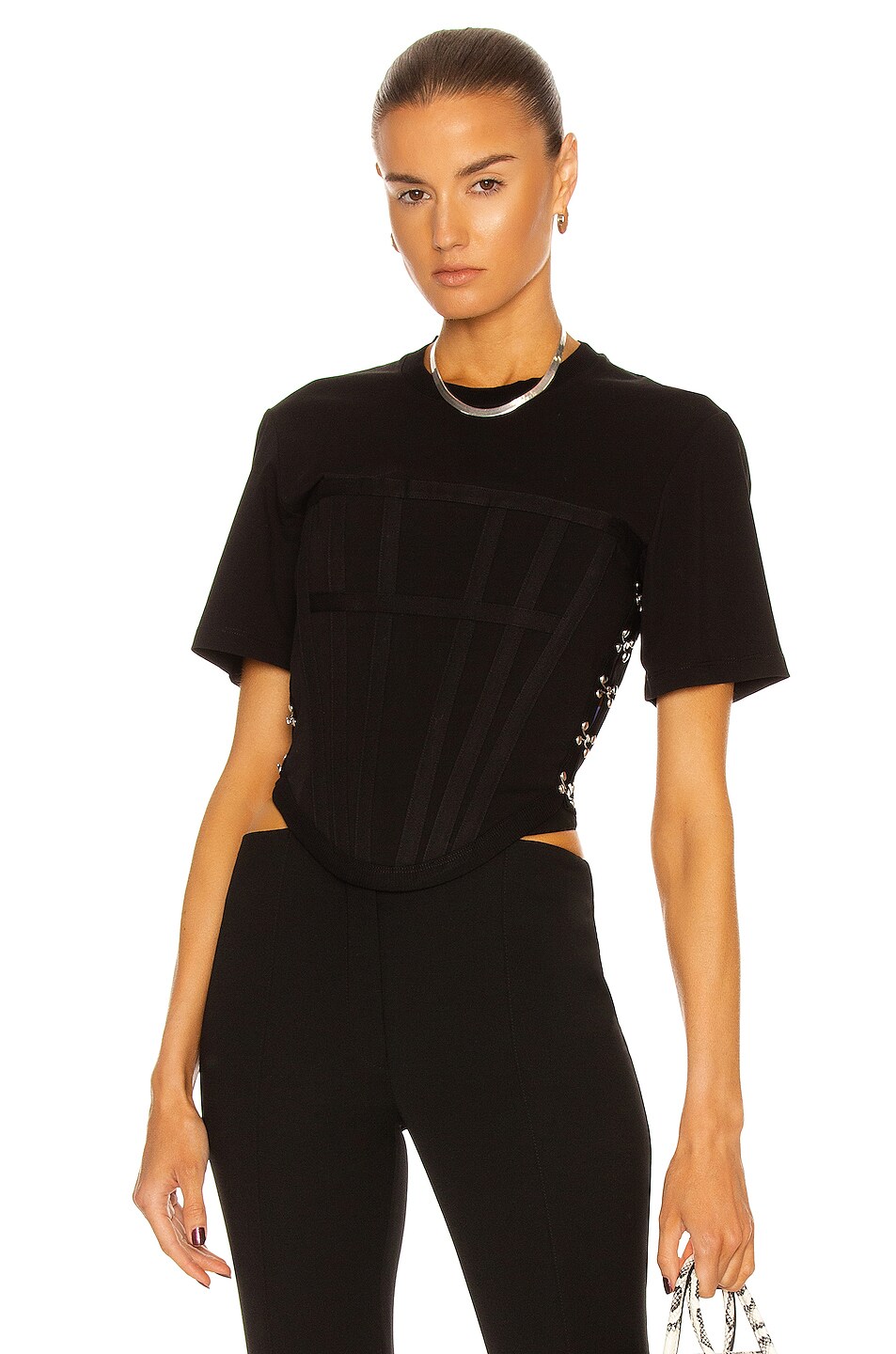 Image 1 of Dion Lee Jersey Corset Tee in Black