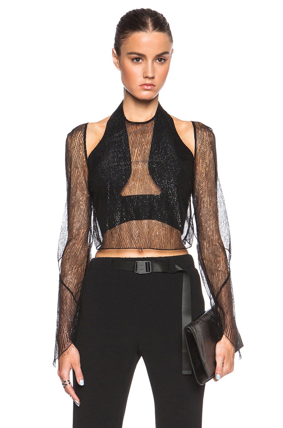 Image 1 of Dion Lee Gravel Lace Top in Black