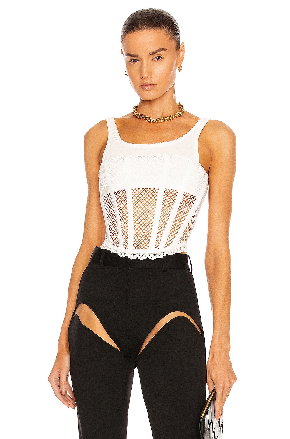 Image 1 of Dion Lee Net Lace Suspended Corset in Ivory