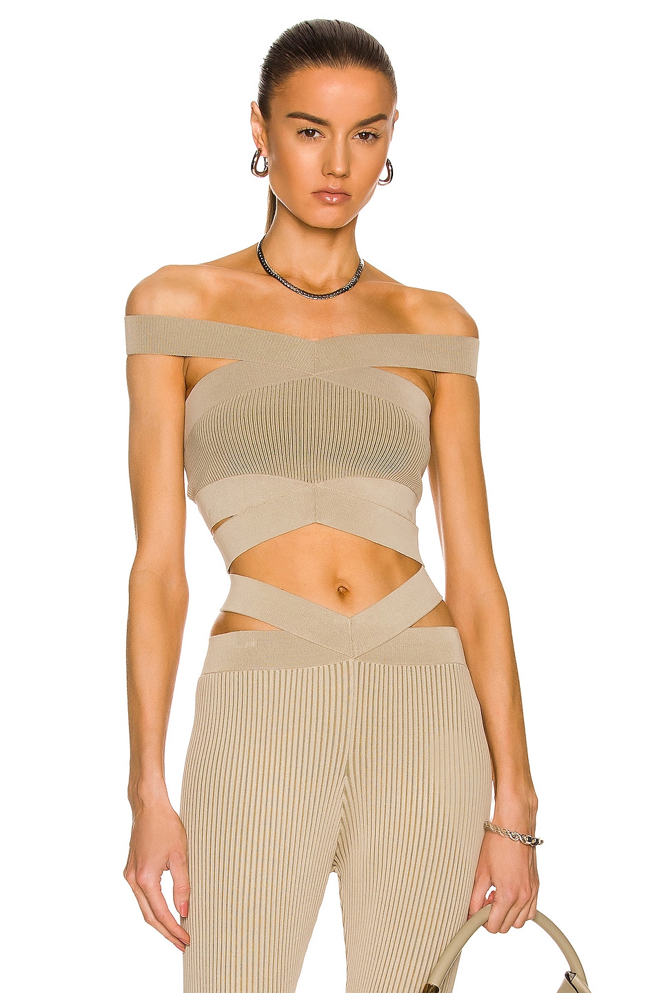 Image 1 of Dion Lee Cross Rib Bustier in Sand & Military