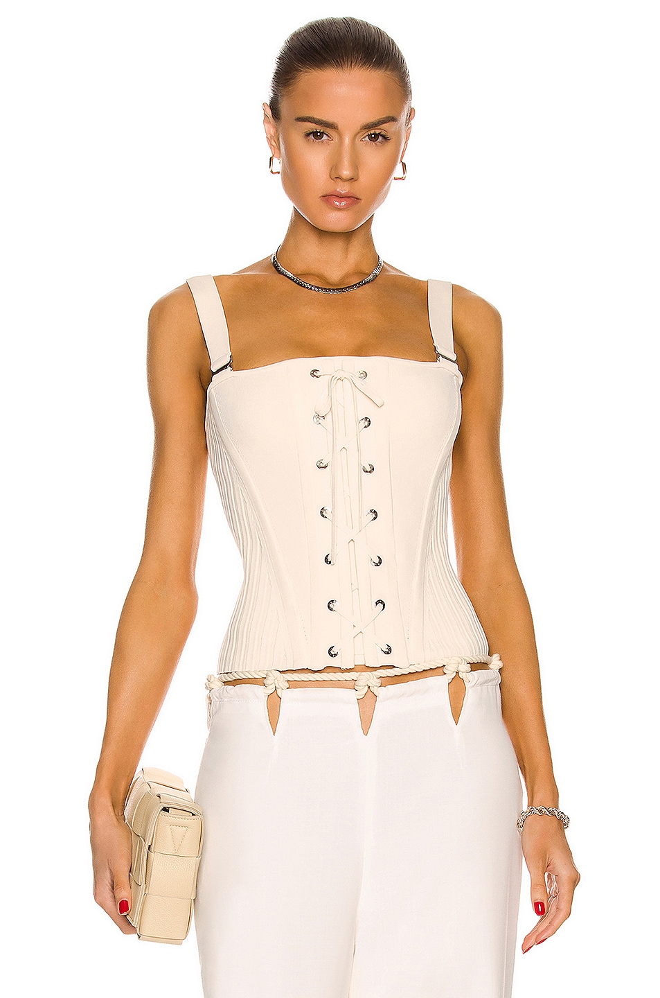 Image 1 of Dion Lee Laced Corset Bodice in Cream