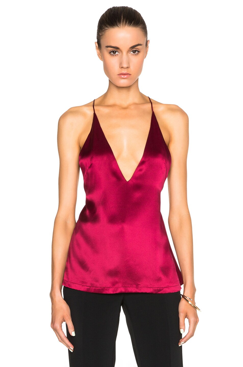Image 1 of Dion Lee Line II Silk Satin Camisole in Pinot