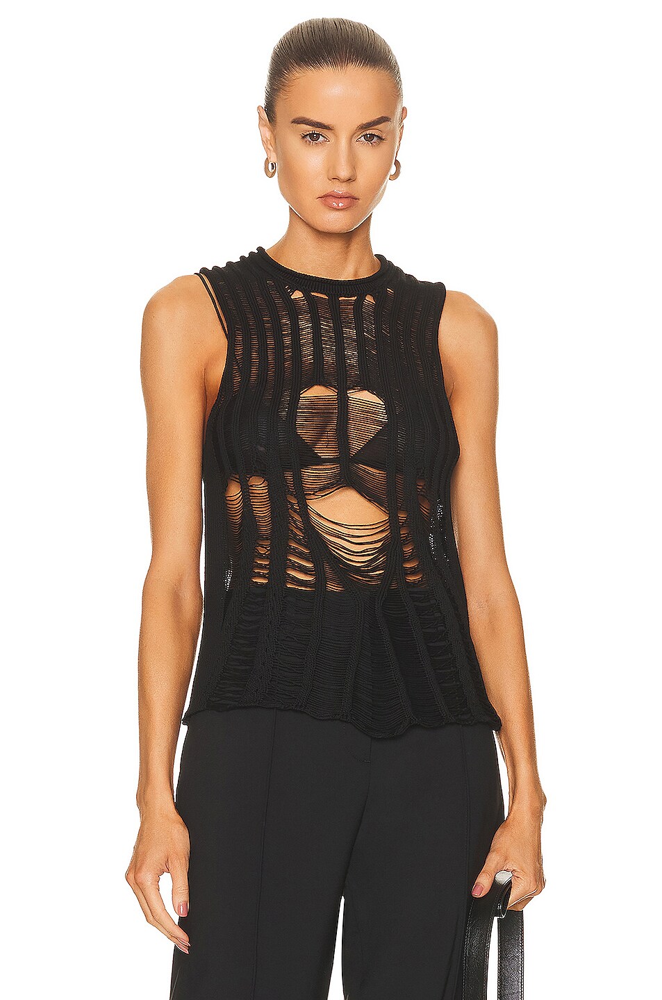 Image 1 of Dion Lee Distressed Floats Tank in Black
