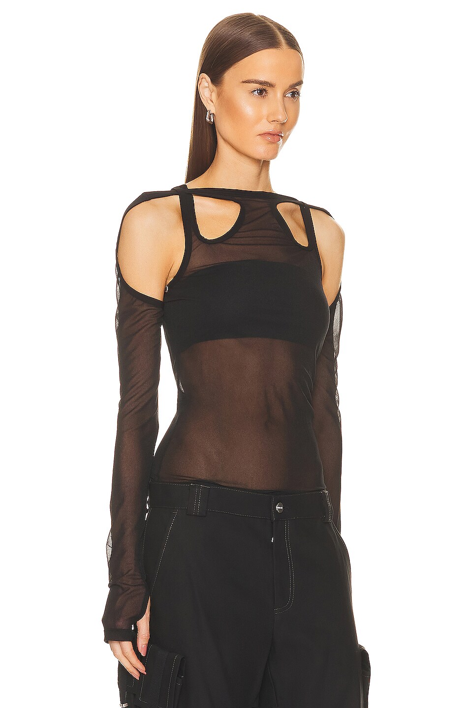 Dion Lee Sheer Shift Loop Longsleeve in BLACK | FWRD
