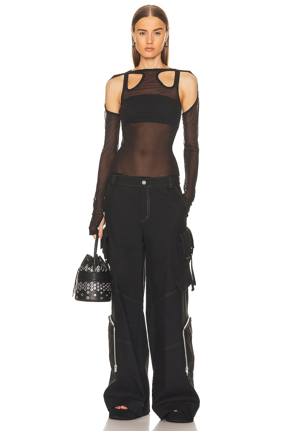 Dion Lee Sheer Shift Loop Longsleeve in BLACK | FWRD