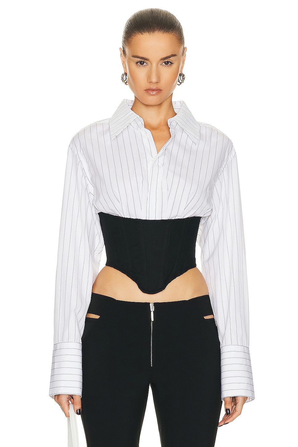 Image 1 of Dion Lee Internal Shirt Corset in White & Black