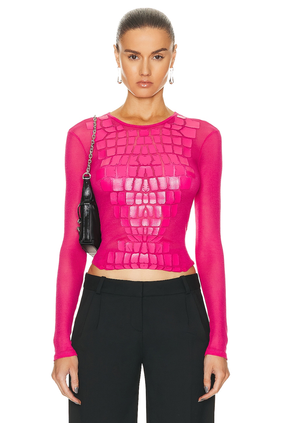 Image 1 of Dion Lee Crocskin Plastisol Long Sleeve Top in Candy