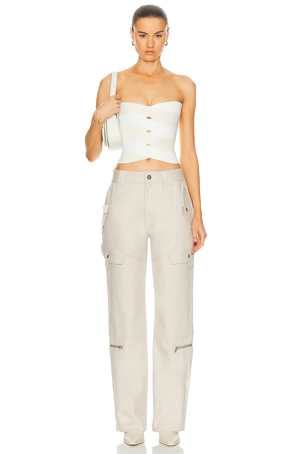 Dion Lee Corded Elastic Laced Coil Bustier Dress Ivory (For Hire)